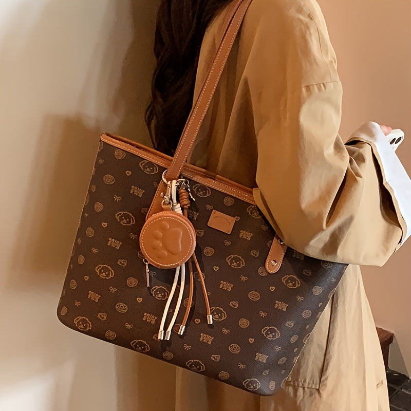 Women's Large Capacity Casual Tote Bag - Durable with Secure Zipper Closure