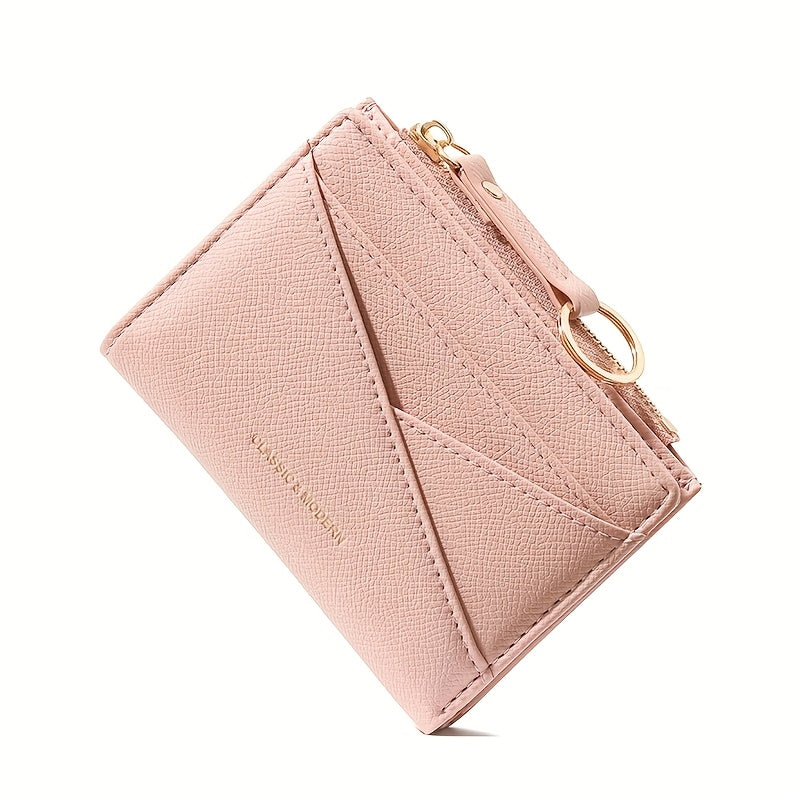 New style Women's simple and fashionable wallet short irregular design ultra-thin portable two-fold zipper coin purse