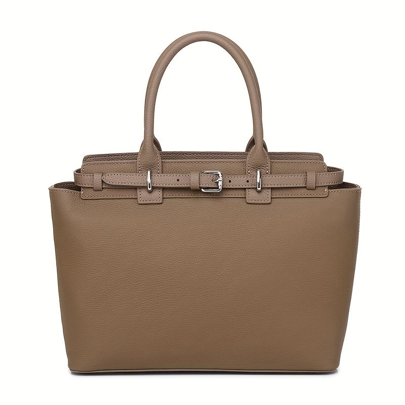 ANGENGRUI Genuine Leather Tote Bag for Women - European Style Fashion Handbag with Removable Strap