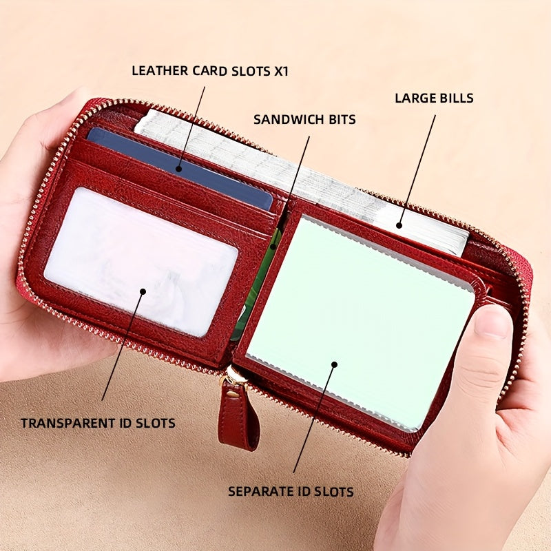 Vintage RFID Wallet BANYANU Women's Vintage RFID Blocking Wallet | Multi-Card Holder with Zipper, 2-Layer, Coin Purse & Card Slots, Compact Design for Everyday Use, Stylish Accessory, Textured Finish