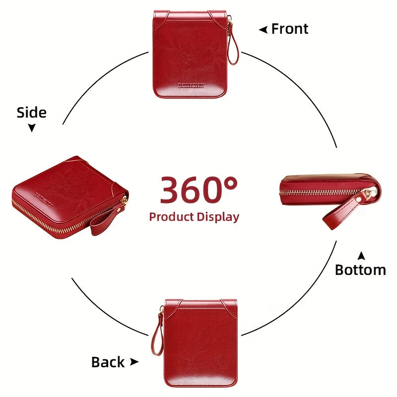 Vintage RFID Wallet BANYANU Women's Vintage RFID Blocking Wallet | Multi-Card Holder with Zipper, 2-Layer, Coin Purse & Card Slots, Compact Design for Everyday Use, Stylish Accessory, Textured Finish