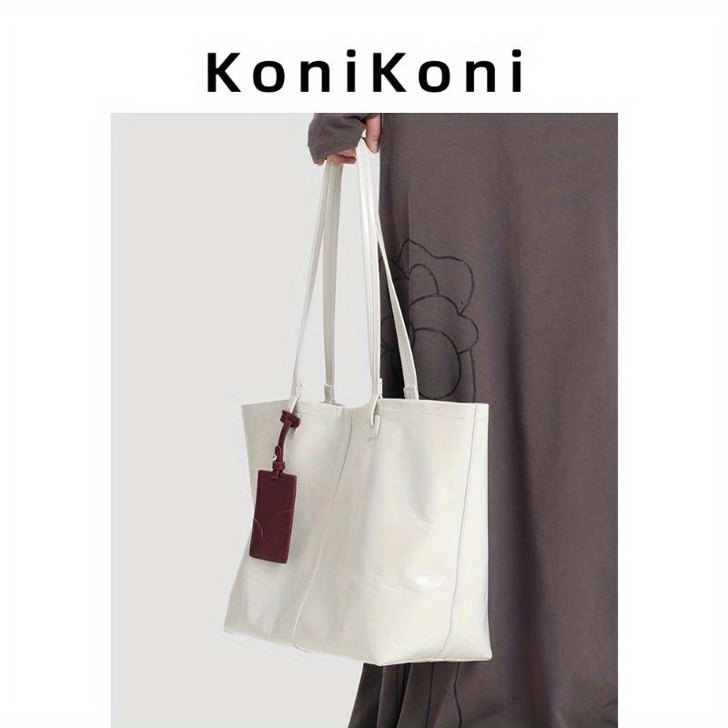KoniKoni Women'S Genuine Leather Tote Bag - Large Capacity Convertible Crossbody Shoulder Bag with Magnetic Closure