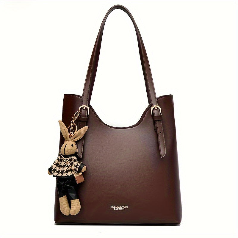 Large Capacity Women's Tote Bag - Lightweight Shoulder Handbag with Zipper Closure, Black, Perfect for Autumn and Winter Casual Outfits