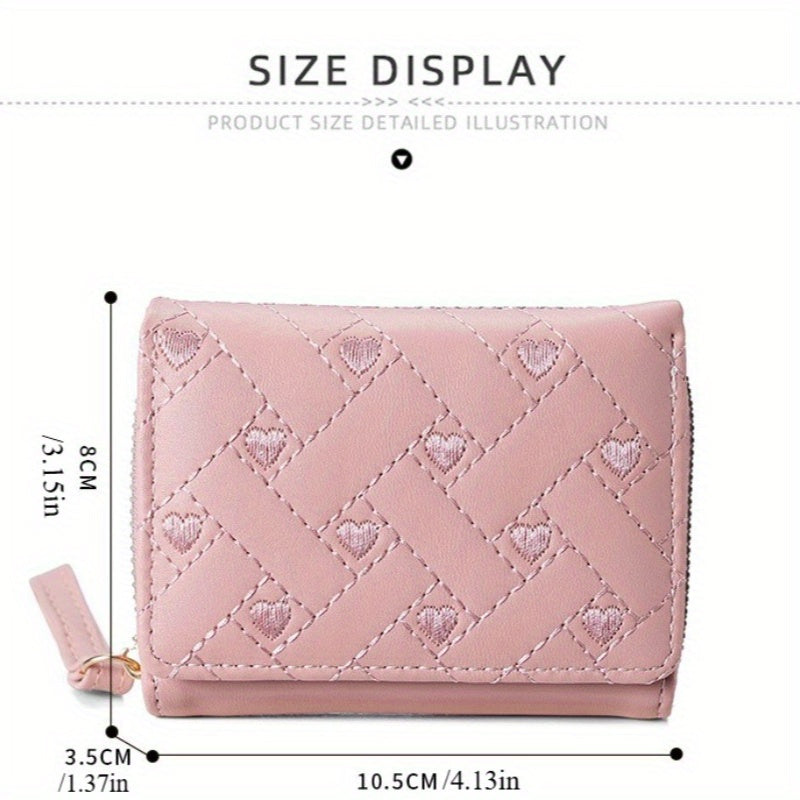 1\u002F2\u002F3pcs Embroidered Heart Coin Purse- Women'S Compact Wallet for Cash\u002FCards - Minimalist Pocket Organizer - Stylish Small Purse for Daily Essentials