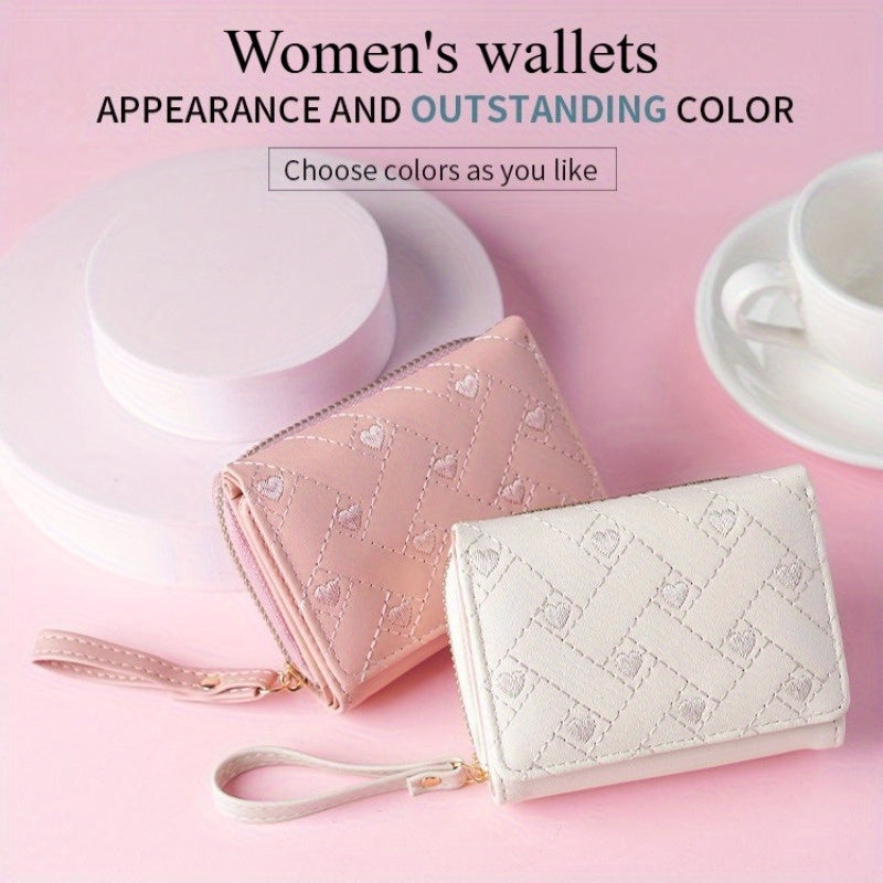 1\u002F2\u002F3pcs Embroidered Heart Coin Purse- Women'S Compact Wallet for Cash\u002FCards - Minimalist Pocket Organizer - Stylish Small Purse for Daily Essentials