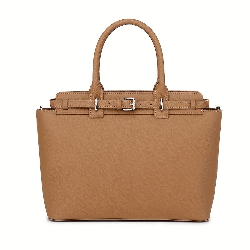 ANGENGRUI Genuine Leather Tote Bag for Women - European Style Fashion Handbag with Removable Strap