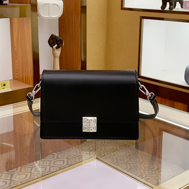 2025 New Women's Retro Box Shoulder Bag - Detachable Strap, Magnetic Closure,, Geometric Pattern, Light Brown\u002FWhite\u002FBlack, Versatile Crossbody Purse for Everyday & Special Occasions