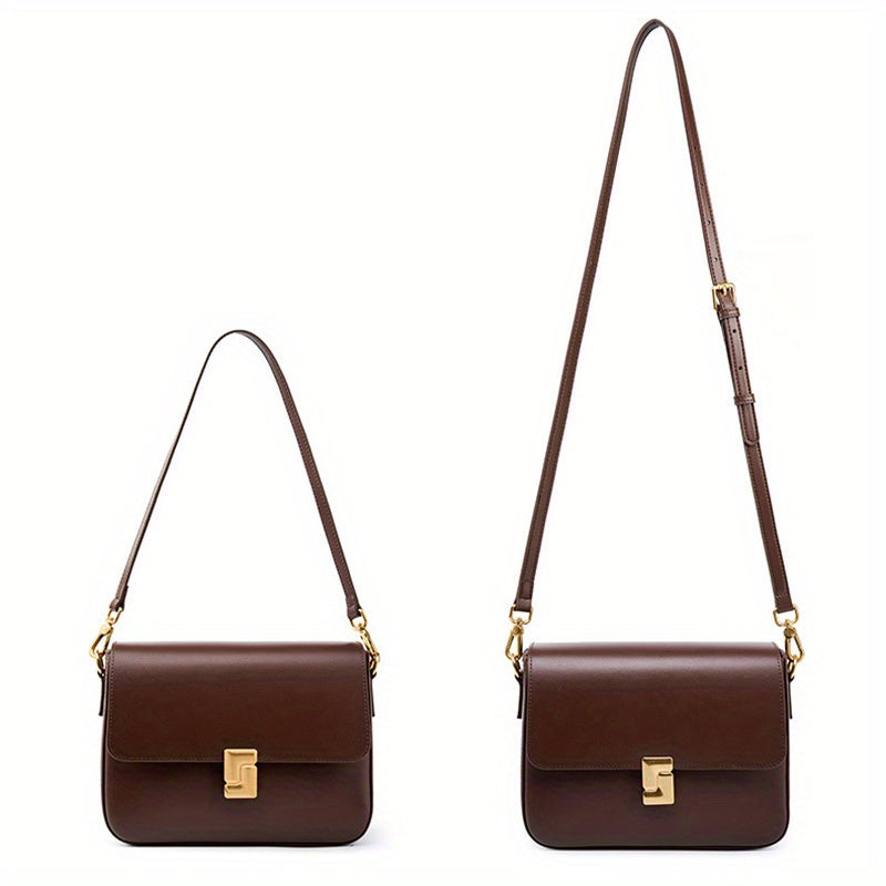 Chic Black Crossbody Bag with Golden-Tone Hardware - Versatile Shoulder Purse for Women, Minimalist Design, Zip Closure, Available in Sizes S to XXL