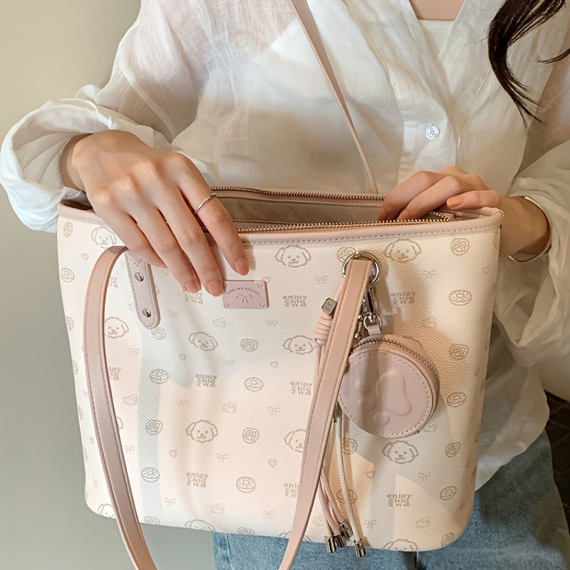 Women's Large Capacity Casual Tote Bag - Durable with Secure Zipper Closure