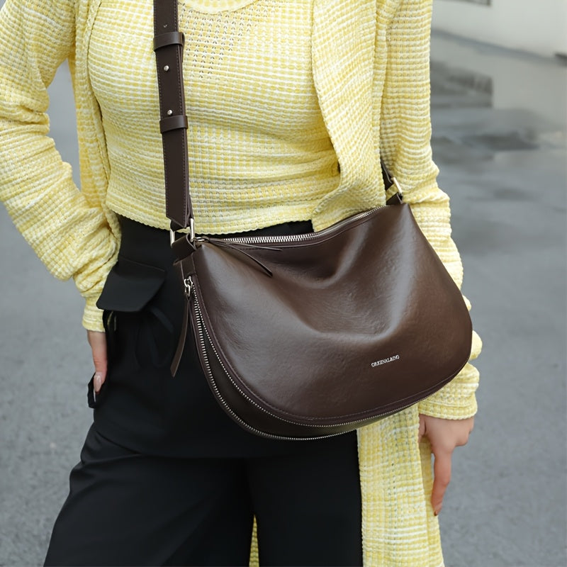 Vintage Genuine Crossbody Bag for Women - Adjustable Detachable Strap, Zipper Closure, Multi-Way Carry (Crossbody\u002FShoulder\u002FHandbag) - Coffee Brown, Chocolate, Beige, Light Brown, Milk White, Green, Black - Casual & Formal Use