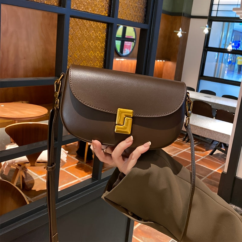 Vintage Style Crossbody Bag with Detachable Strap, Magnetic Closure, Fabric Lined, Edge Painted - Ideal for Shopping and Everyday Use, Small Handbag