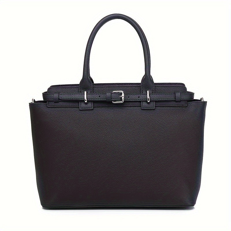 ANGENGRUI Genuine Leather Tote Bag for Women - European Style Fashion Handbag with Removable Strap