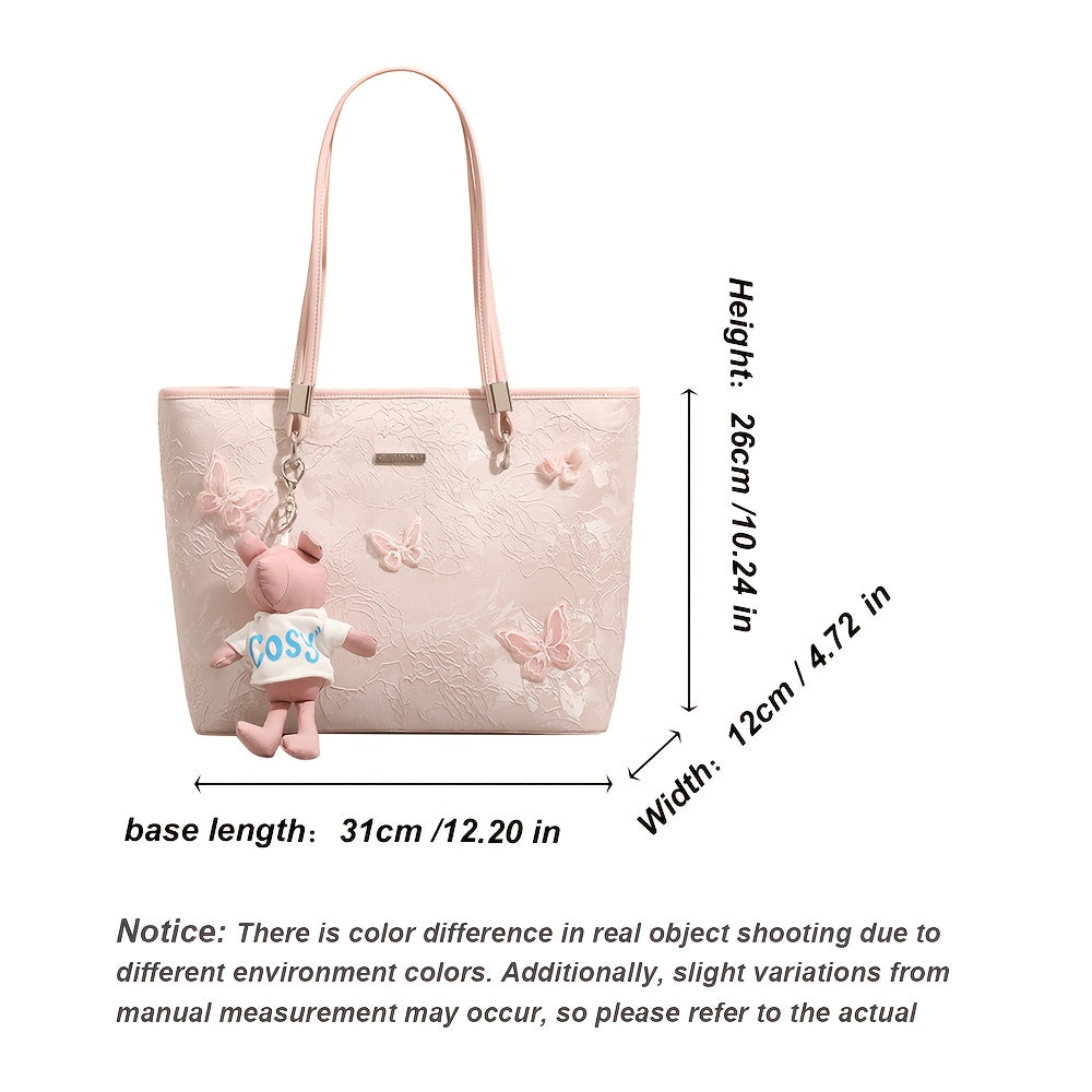 Women'S Large Capacity Tote Bag - Elegant Pink Synthetic Handbag with Zipper Closure, Spacious Work Bag for Women, Everyday & Formal Events - Durable & Easy-Clean Designer-like Purse