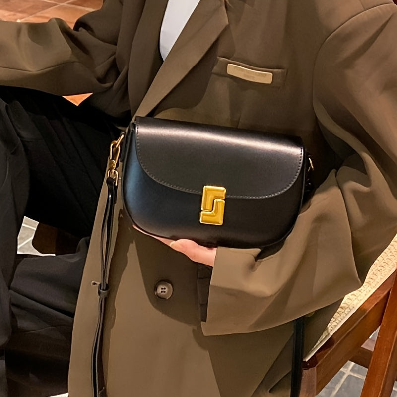 Vintage Style Crossbody Bag with Detachable Strap, Magnetic Closure, Fabric Lined, Edge Painted - Ideal for Shopping and Everyday Use, Small Handbag