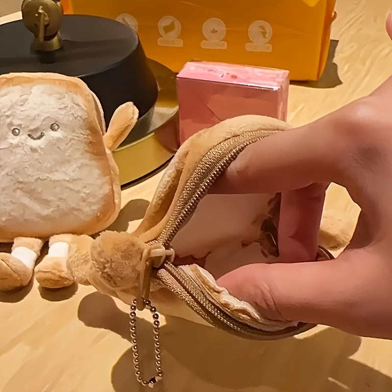 5pcs Cute Toast Purses 5pcs Soft Plush Cute Toast Coin Purses | Yellow Polyester Earbud Case & Wallet | Perfect for Parties, Birthdays, and Holiday Gifts