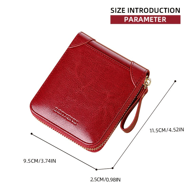 Vintage RFID Wallet BANYANU Women's Vintage RFID Blocking Wallet | Multi-Card Holder with Zipper, 2-Layer, Coin Purse & Card Slots, Compact Design for Everyday Use, Stylish Accessory, Textured Finish