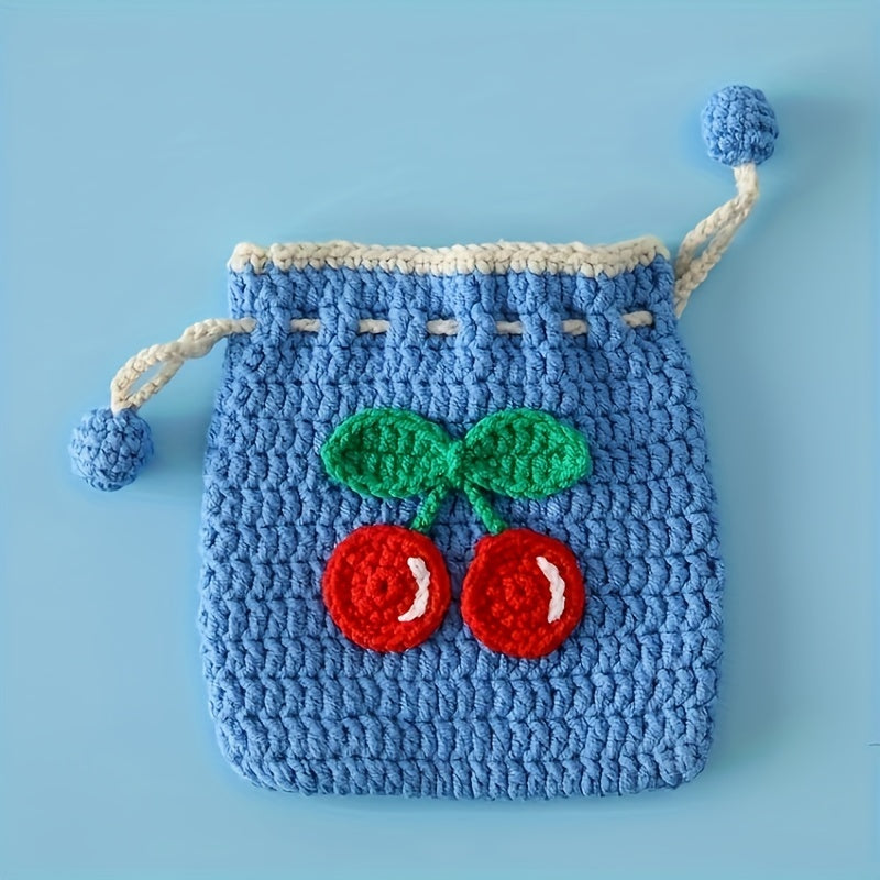 Handmade Crochet Pouch Handmade Crochet Flower Mini Drawstring Pouch | Charming Fleece Coin Purse for Lipstick, Earbuds & Accessories | Ideal Women's Gift