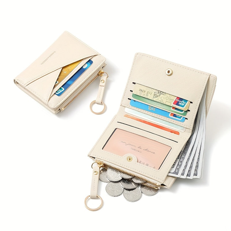 New style Women's simple and fashionable wallet short irregular design ultra-thin portable two-fold zipper coin purse